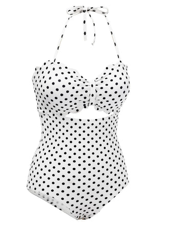 Costumi intero a pois con lacci bianco anni '40