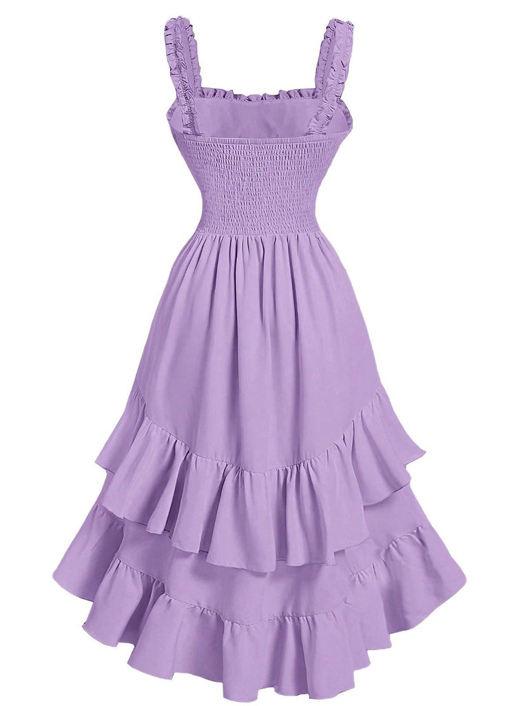 [Prevendita] Abito arricciature e orlo a balze con spalline anni '50