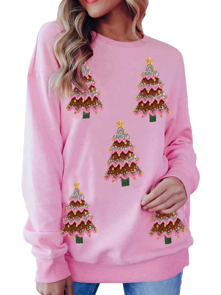 Maglione con paillettes a forma di albero di Natale anni '80