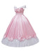 Abito da principessa con fiocco in raso spalle scoperte rosa anni '50