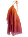 Mini abito arancione sfumatura anni '60 in chiffon con scollo all'americana