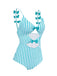 Costumi intero a righe fiocco cava spalline sottili blu anni '60