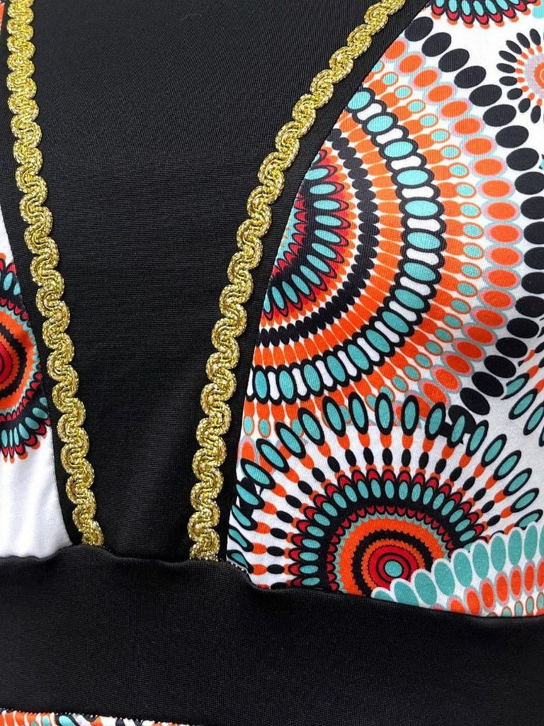 2PCS Top hippie con maniche a campana e pantaloni svasati anni '70