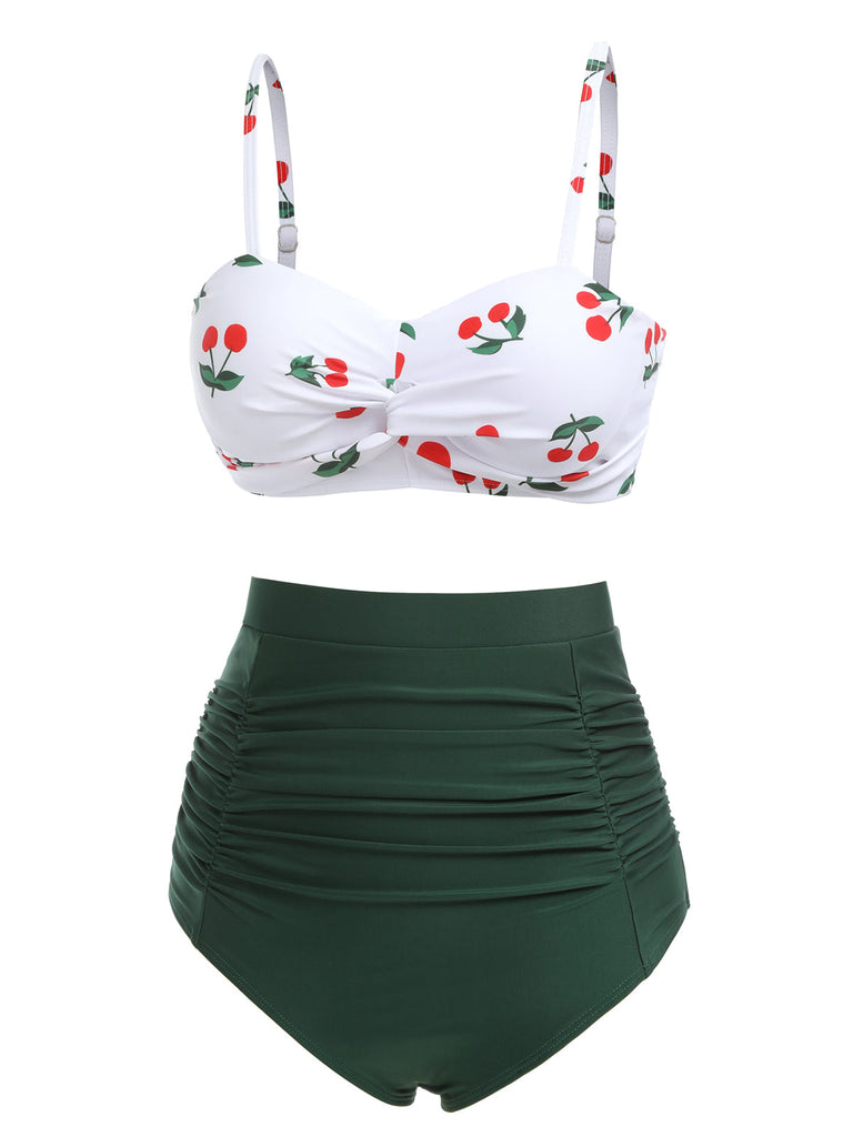 2PCS Set bikini con spalline a ciliegia anni '50