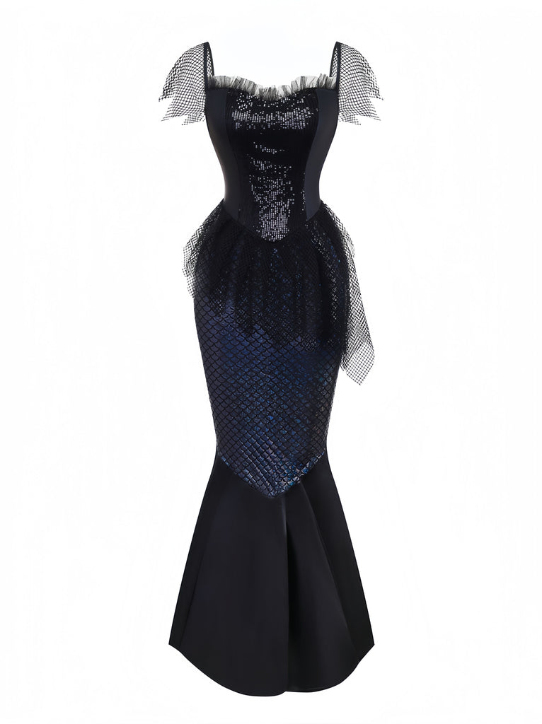 Abito da sera a sirena con paillettes nero anni '30