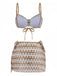 Copricostume 3PCS Khaki all'Uncinetto Hollow Bikini Set & Anni '50 3