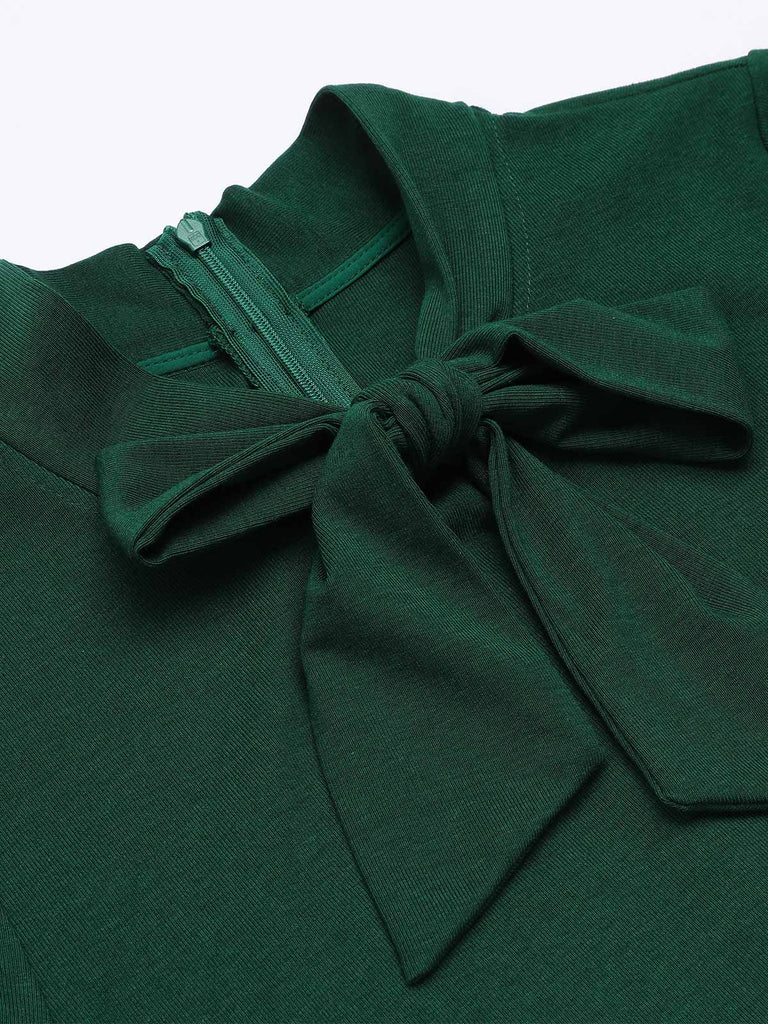 Abito in maglia plaid verde scuro anni '50