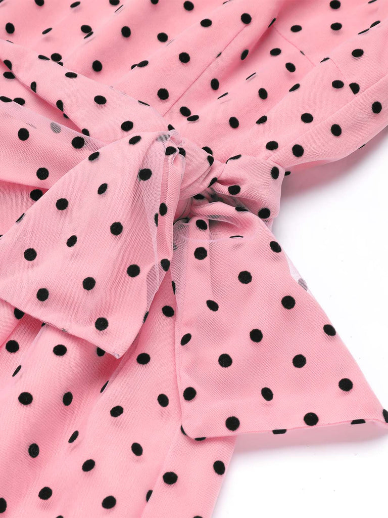 Tuta lunga monospalla a pois rosa anni '30