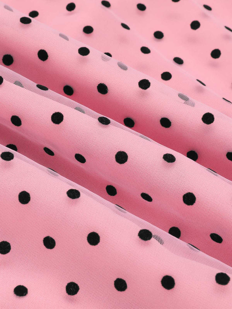 Tuta lunga monospalla a pois rosa anni '30