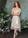 Abito da cocktail in tulle in raso champagne anni '50