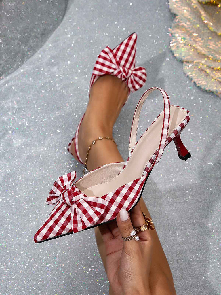 Tacchi con Fiocco a Quadri Rosso Vintage