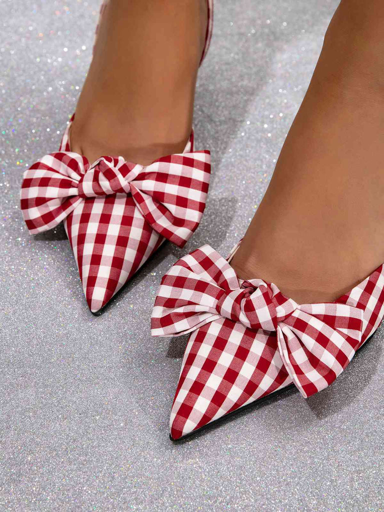 Tacchi con Fiocco a Quadri Rosso Vintage