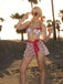 2PCS Bikini e copricostume cintura in vita rosso ciliegia anni '50