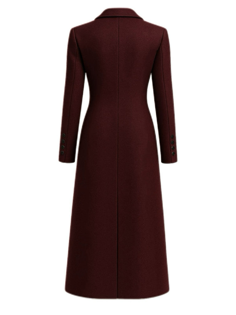 Cappotto in lana con bottoni e revers a tinta unita grigio anni '30