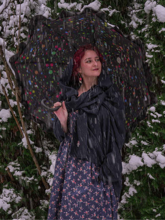 [Prevendita] Abito floreale in cotone con pizzo blu anni '50