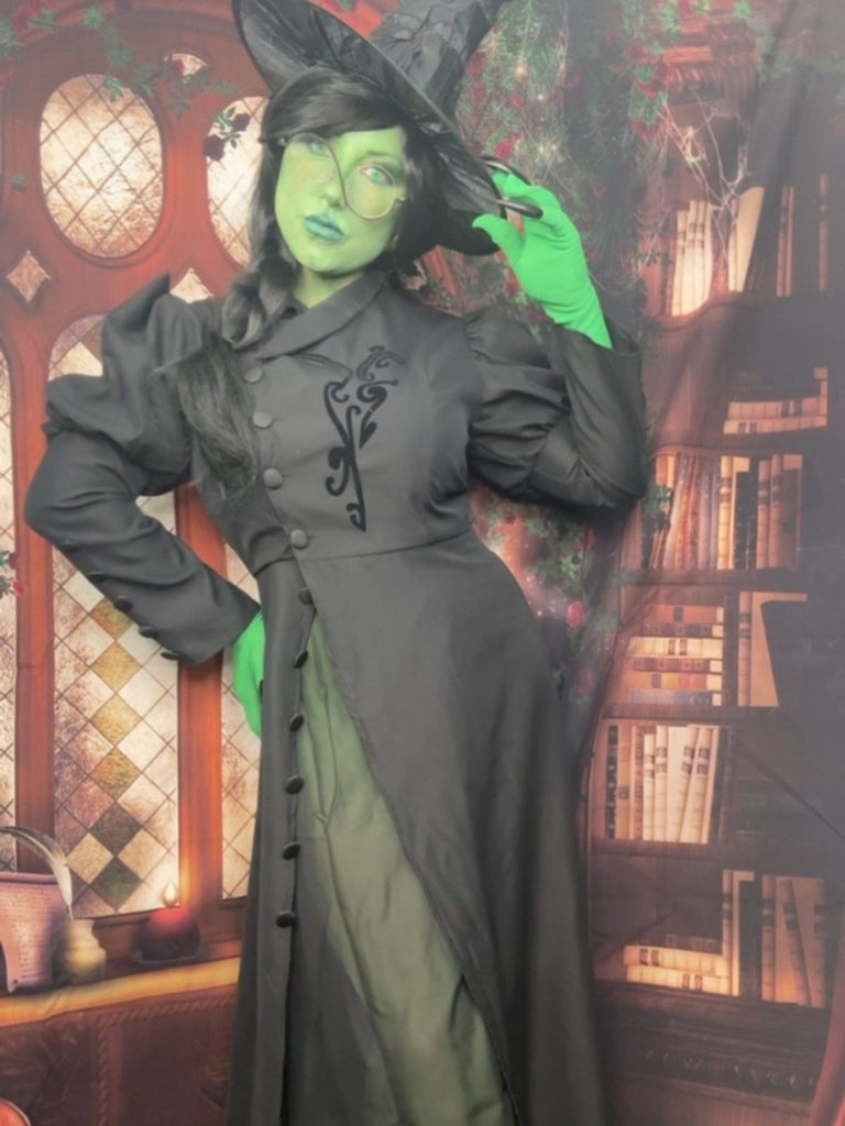 Abito da strega floreale ispirato a Wicked nero anni '40