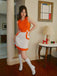 Abito mod senza maniche color block arancione anni '60