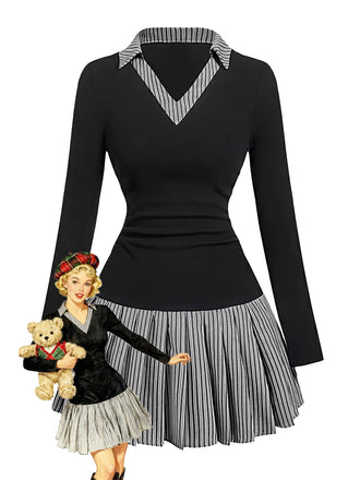 Abito finto a due pezzi a righe e plissettature anni '60