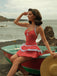 Costumi intero rosso anni '40 a pois con scollo all'americana