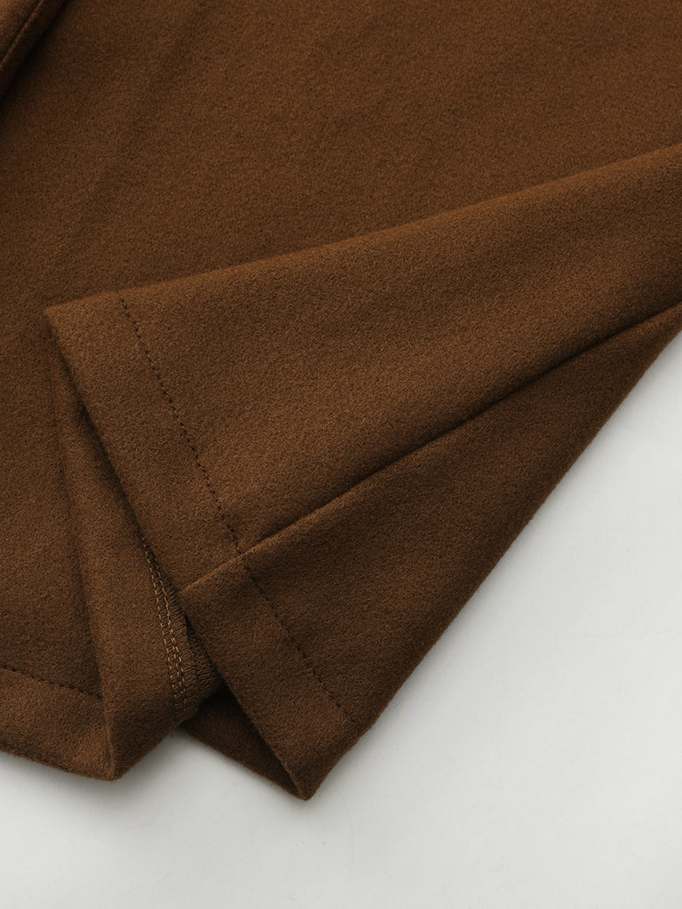 Cappotto a ruota in lana sintetica tinta unita con revers anni '40