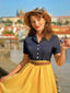 Abito anni '50 con bottoni stile Biancaneve