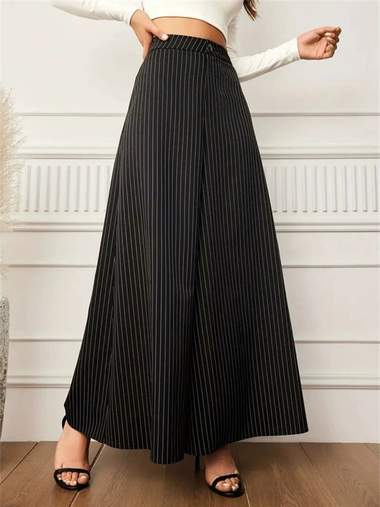 Pantaloni a gamba larga a righe gessato nero anni '40
