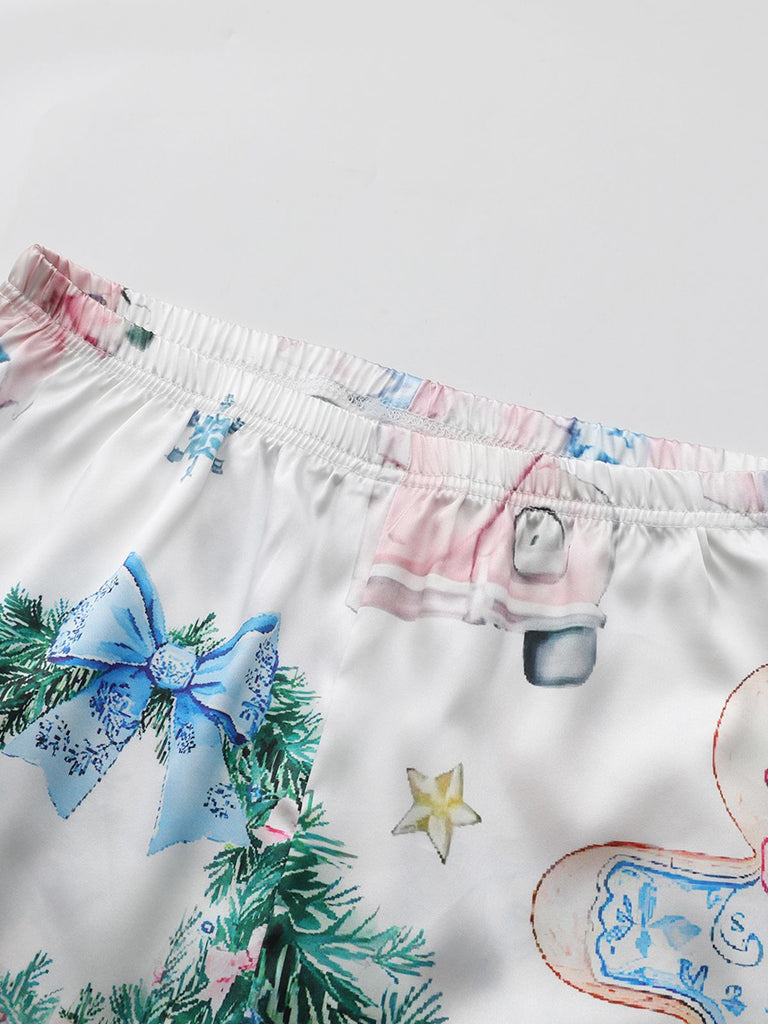 Pigiama natalizio con bastoncini di zucchero e schiaccianoci blu anni '40