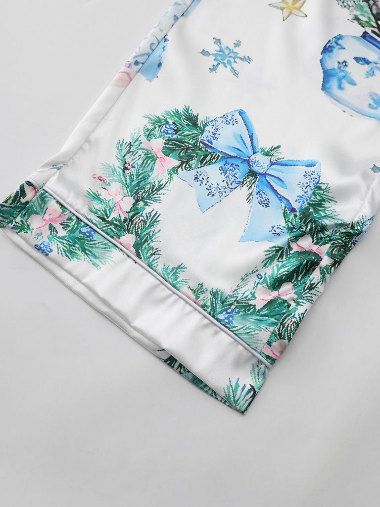 Pigiama natalizio con bastoncini di zucchero e schiaccianoci blu anni '40