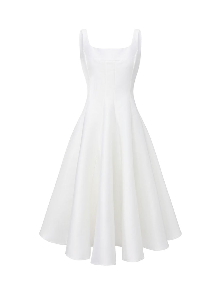 Abito da sera con spalline larghe bianco anni '50