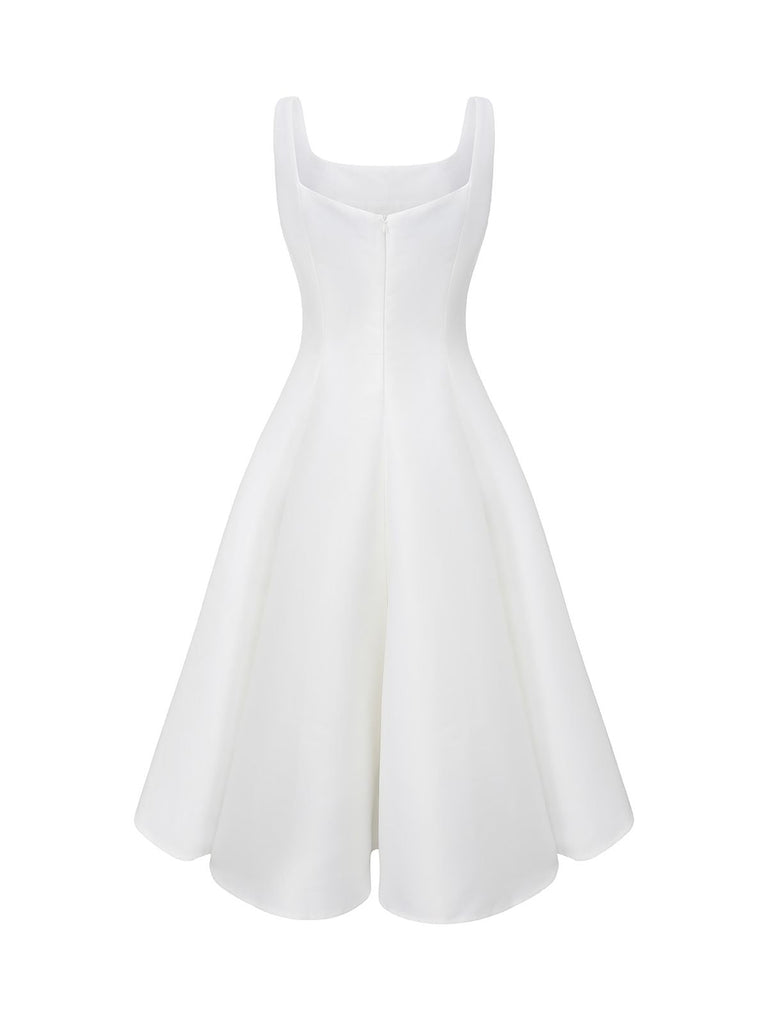 Abito da sera con spalline larghe bianco anni '50