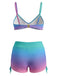 Set Bikini Anni '60 Sfumato con Lacci e Pantaloncini