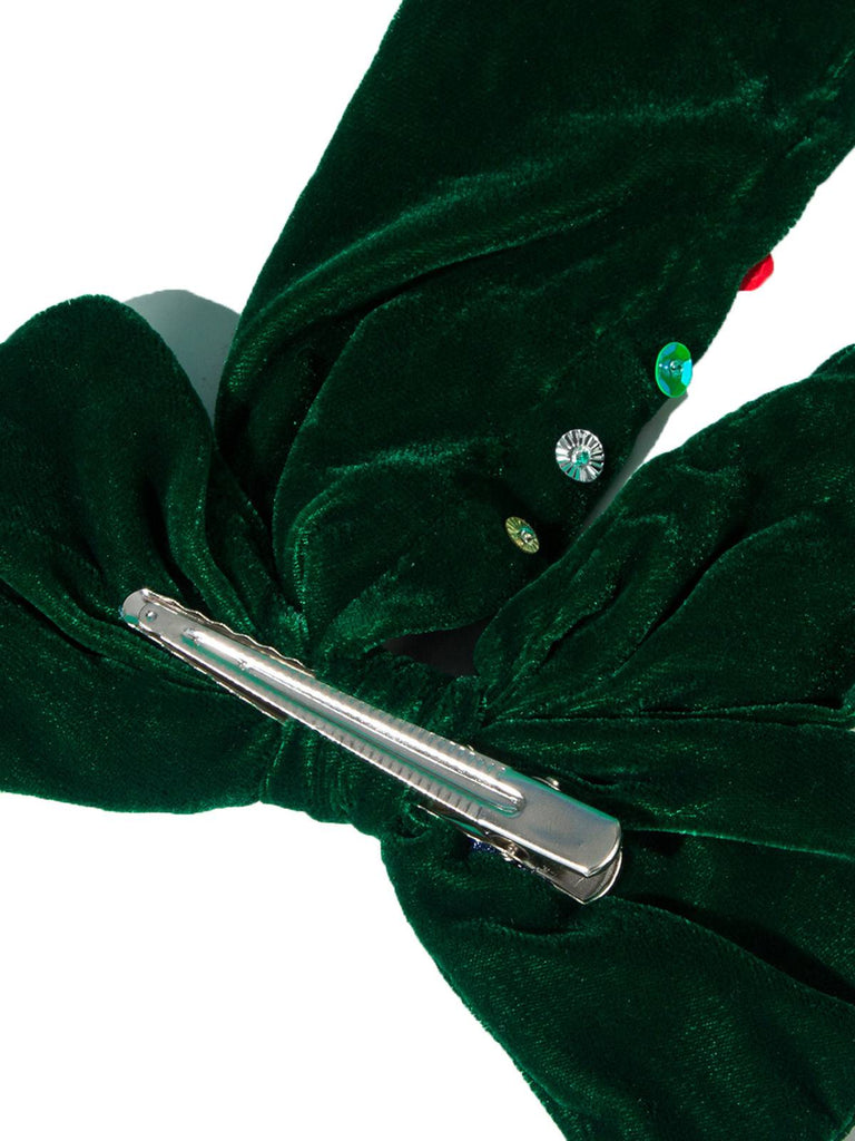 Forcina per capelli con fiocco grande in velluto natalizio