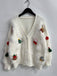 Cardigan in maglia e stampa natalizia 3D bianco anni '70