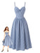 Abito Blu Anni '40 a Quadri Vichy con Bretelle Sottili