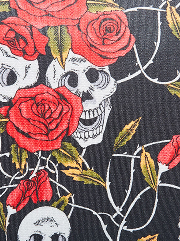 Borsa a mano punk con stampa teschio e rosa