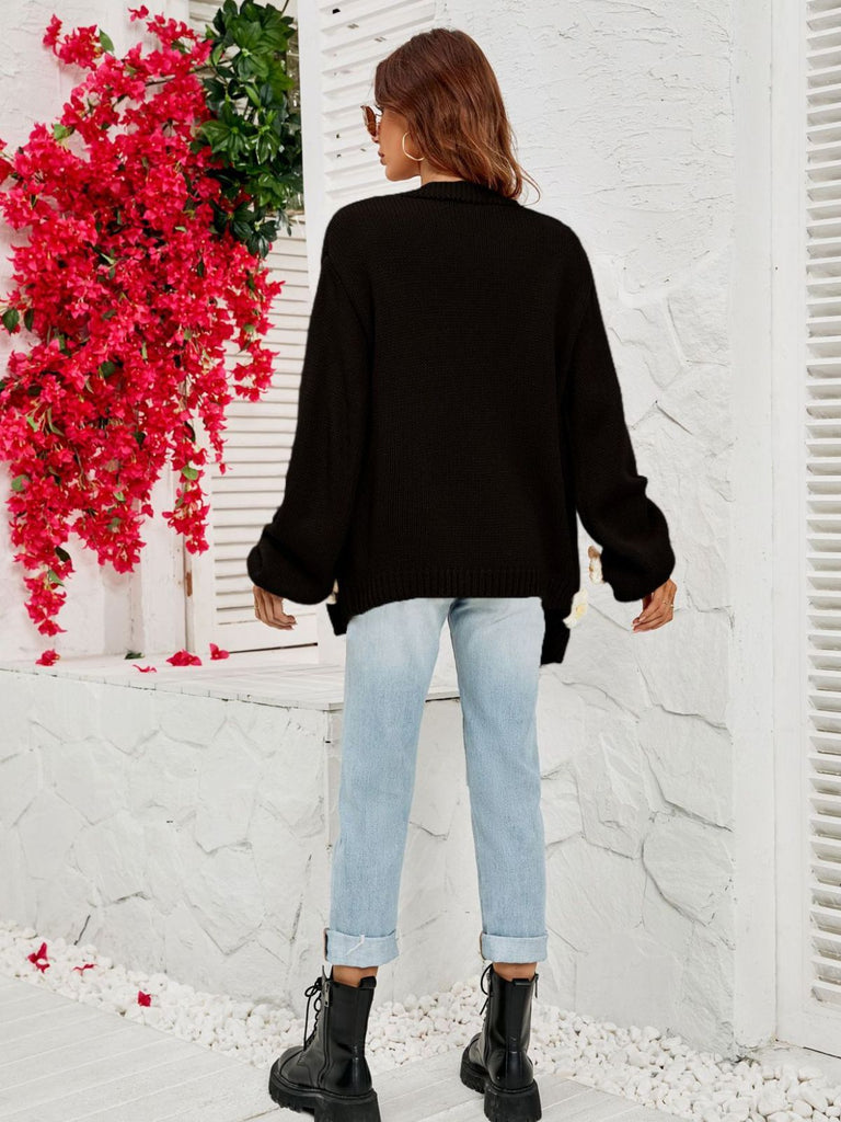 Cardigan a maglia con fiori 3D e maniche lunghe anni '30