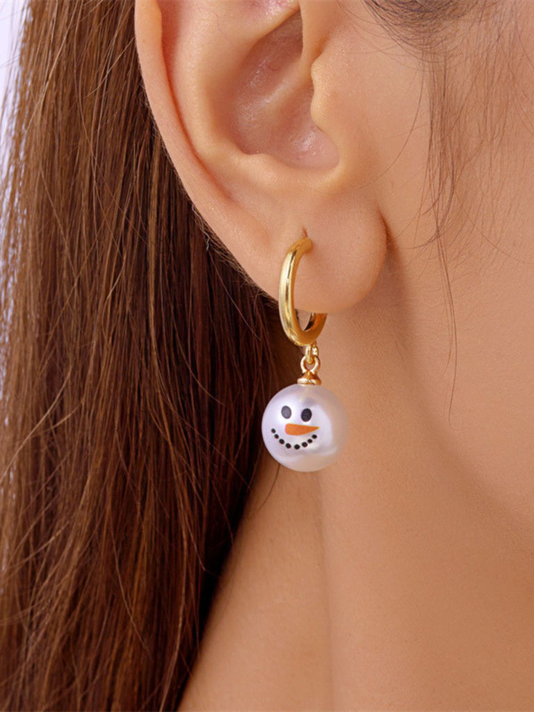 Orecchini a forma di pupazzo di neve e fiocco di neve in strass natalizi