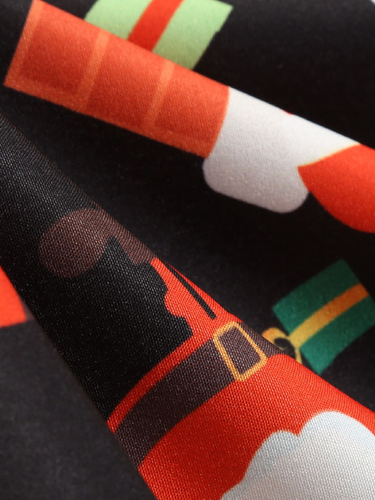 Abito da Babbo Natale con scollo a V natalizio nero anni '50