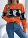 Maglione in maglia con fantasma Halloween arancione anni '40