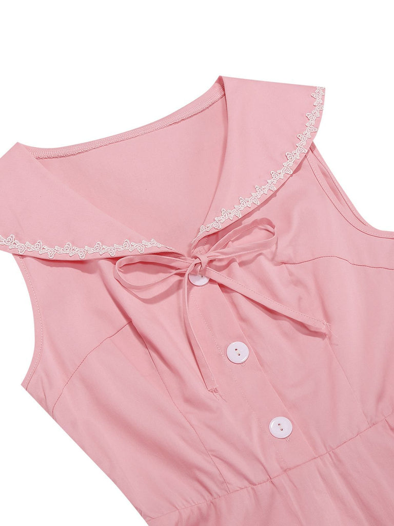 Abito senza maniche con colletto alla marinara e papillon anni '50