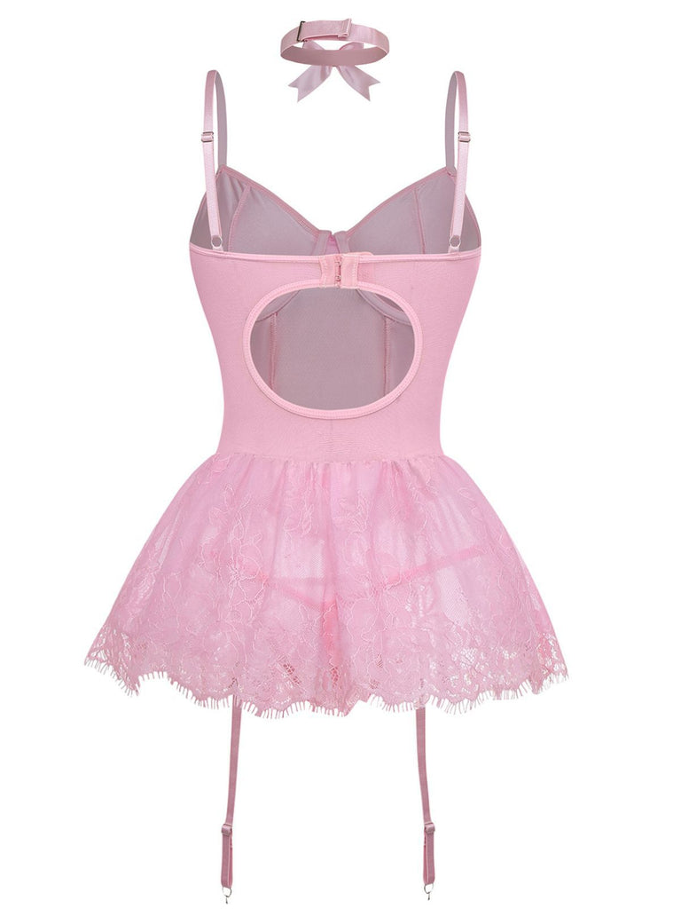 Completo body con corsetto e pizzo anni '60