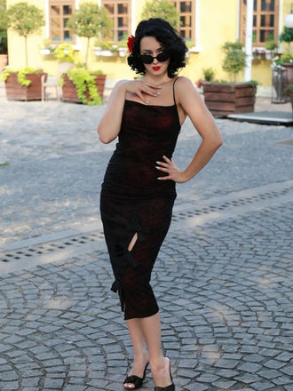 Abito ragnatela di Halloween rosso intenso anni '60