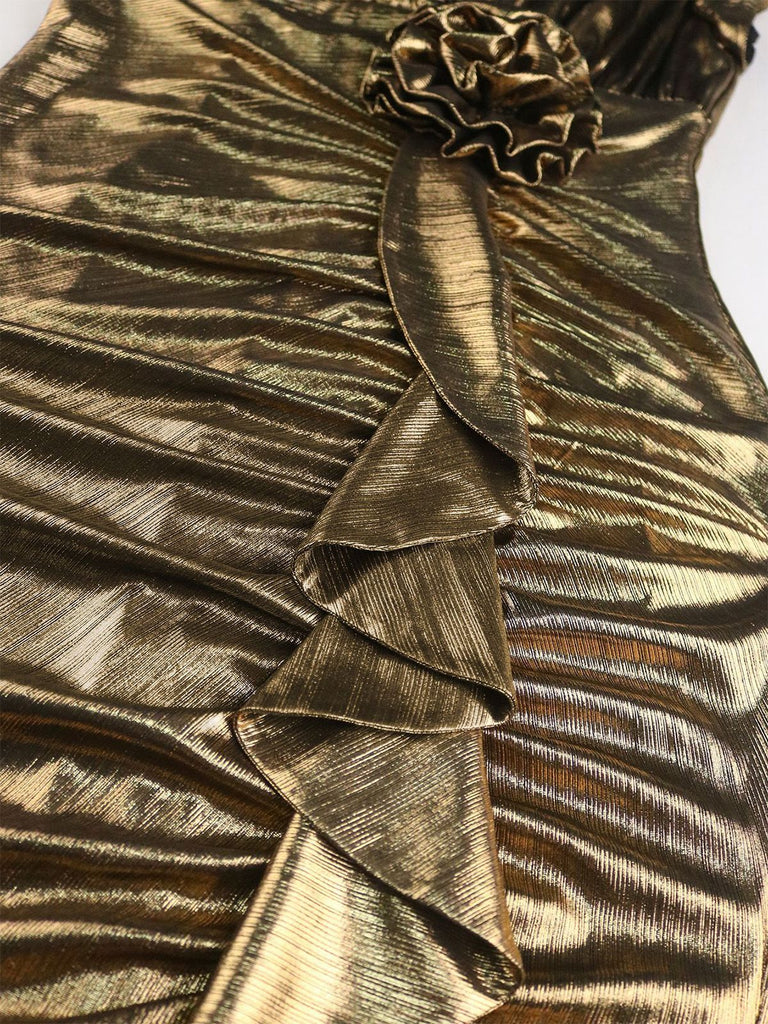 Abito a sirena con vita stretta floreale metallizzato anni '30