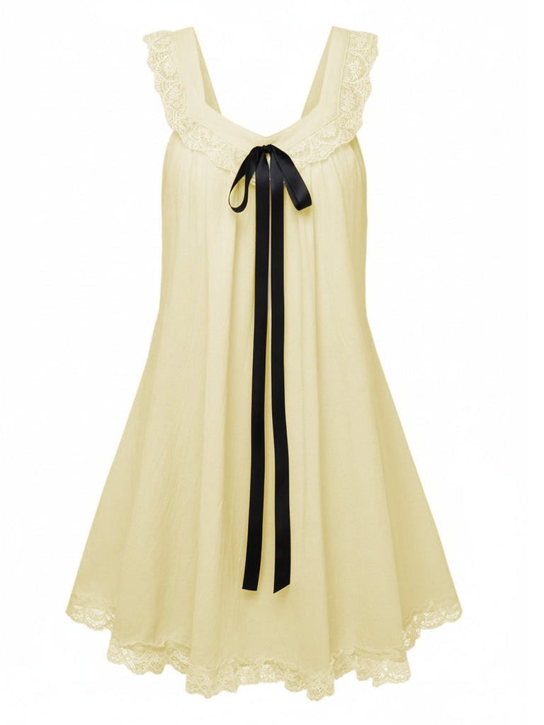 [Prevendita] Abito babydoll in pizzo con fiocco sulla schiena anni '60