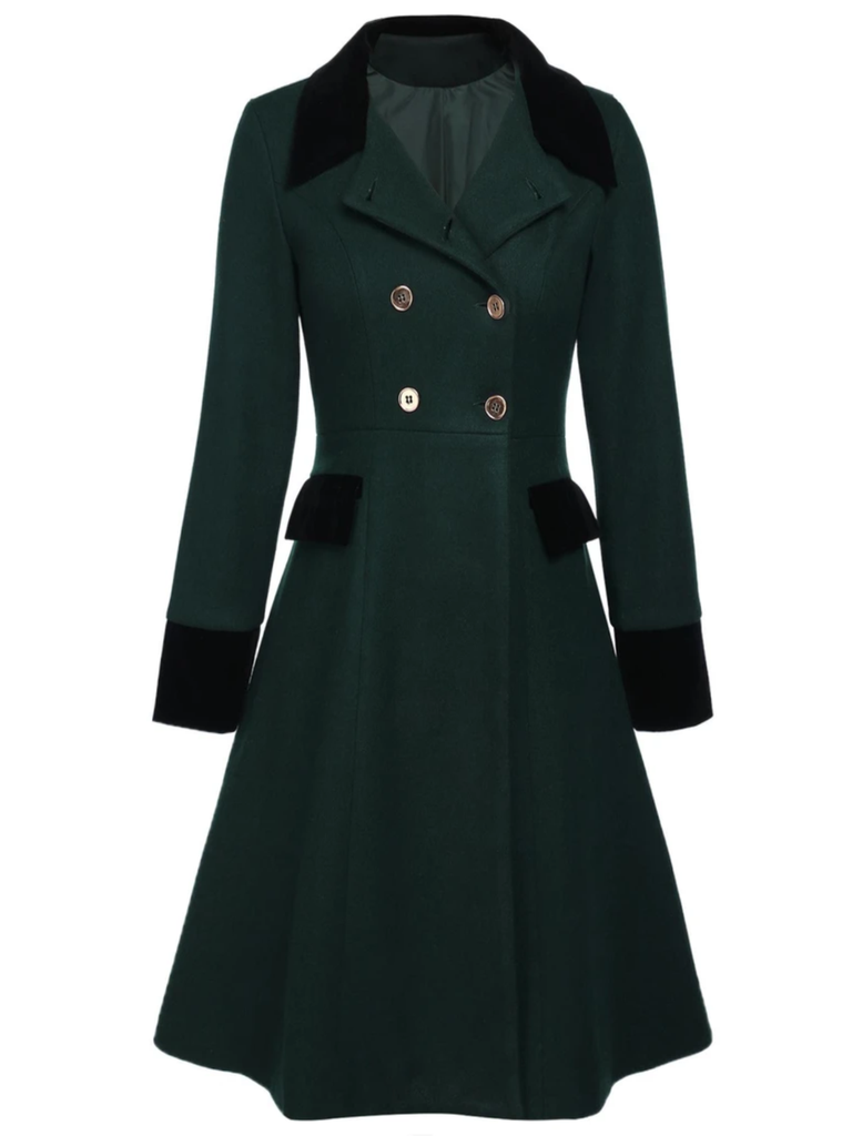 Cappotto con bottoni verde scuro anni '40