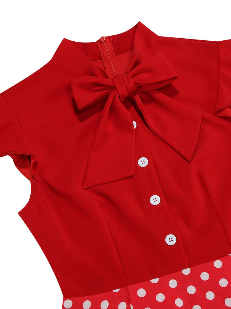 Abito a ruota a pois con fiocco anni '50