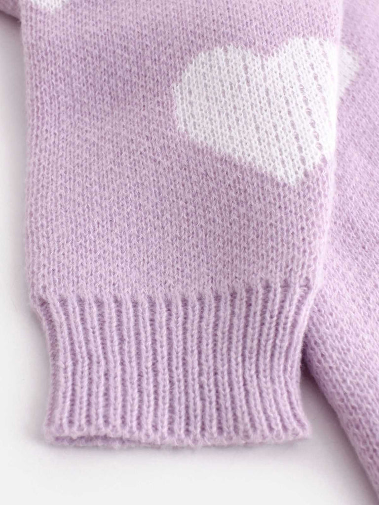 Cardigan in maglia con stampa a cuore per San Valentino anni '50