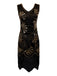 Abito flapper con scollo a V e perline e paillettes anni '20