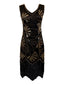 Abito flapper con scollo a V e perline e paillettes anni '20