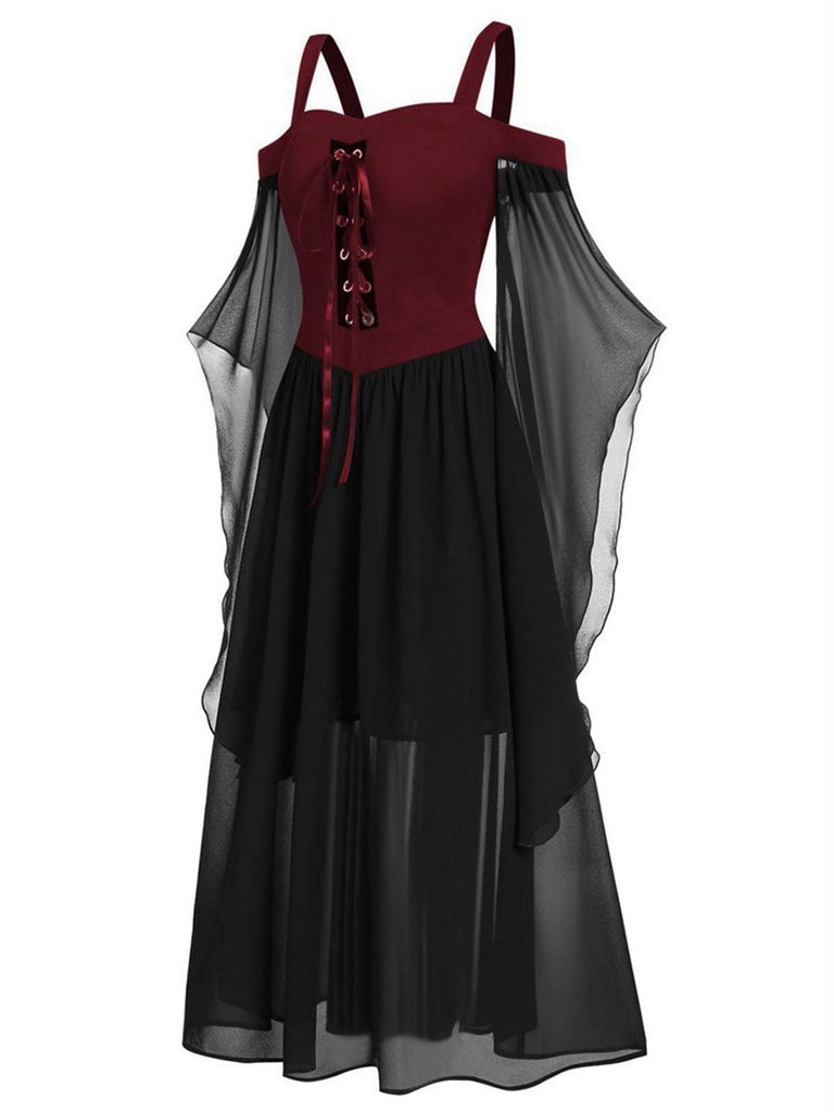 Abito con spalline trasparenti da strega Halloween anni '50